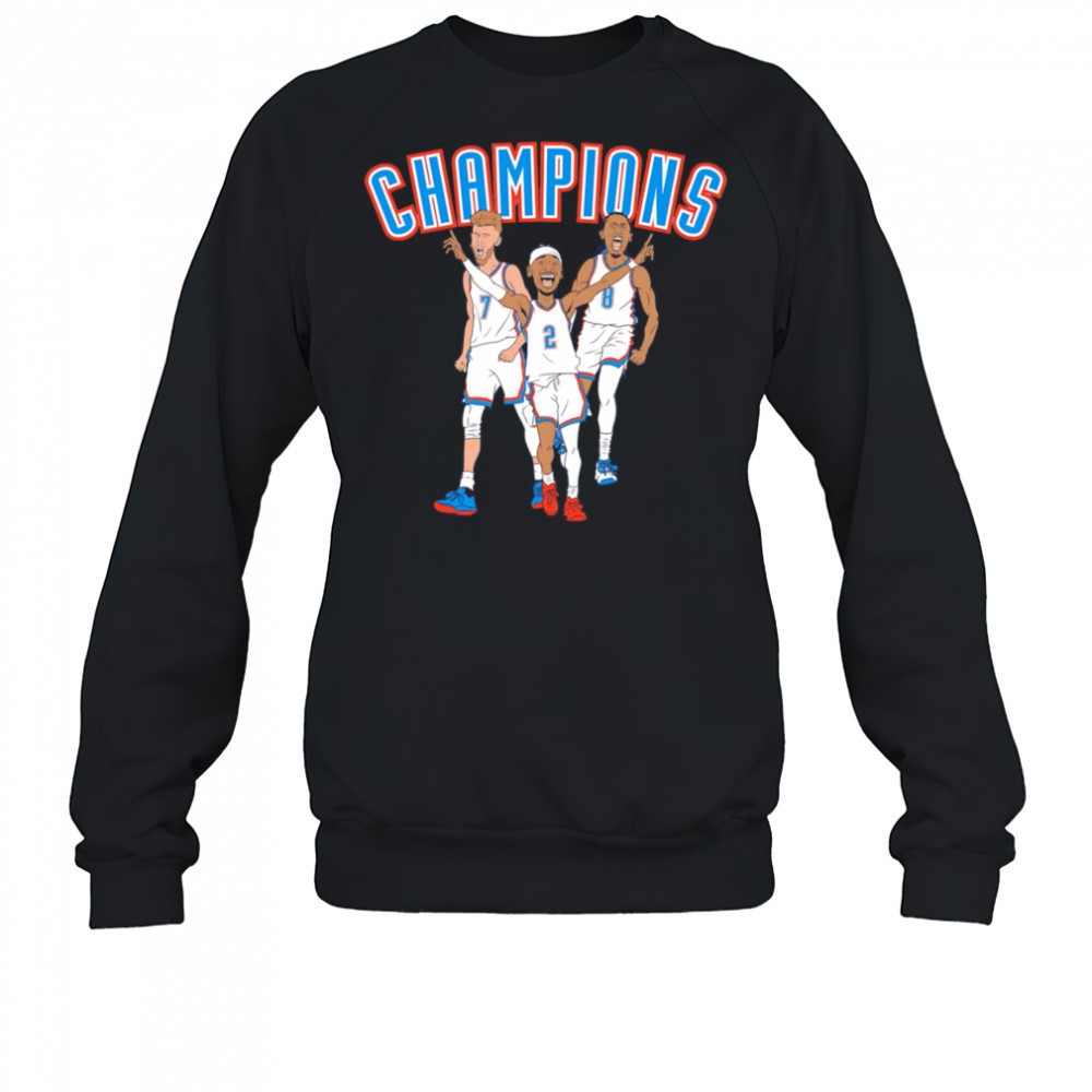 okc-big-3-champions-cartoon-shirt-98aak4dw OKC Big 3 Champions cartoon shirt