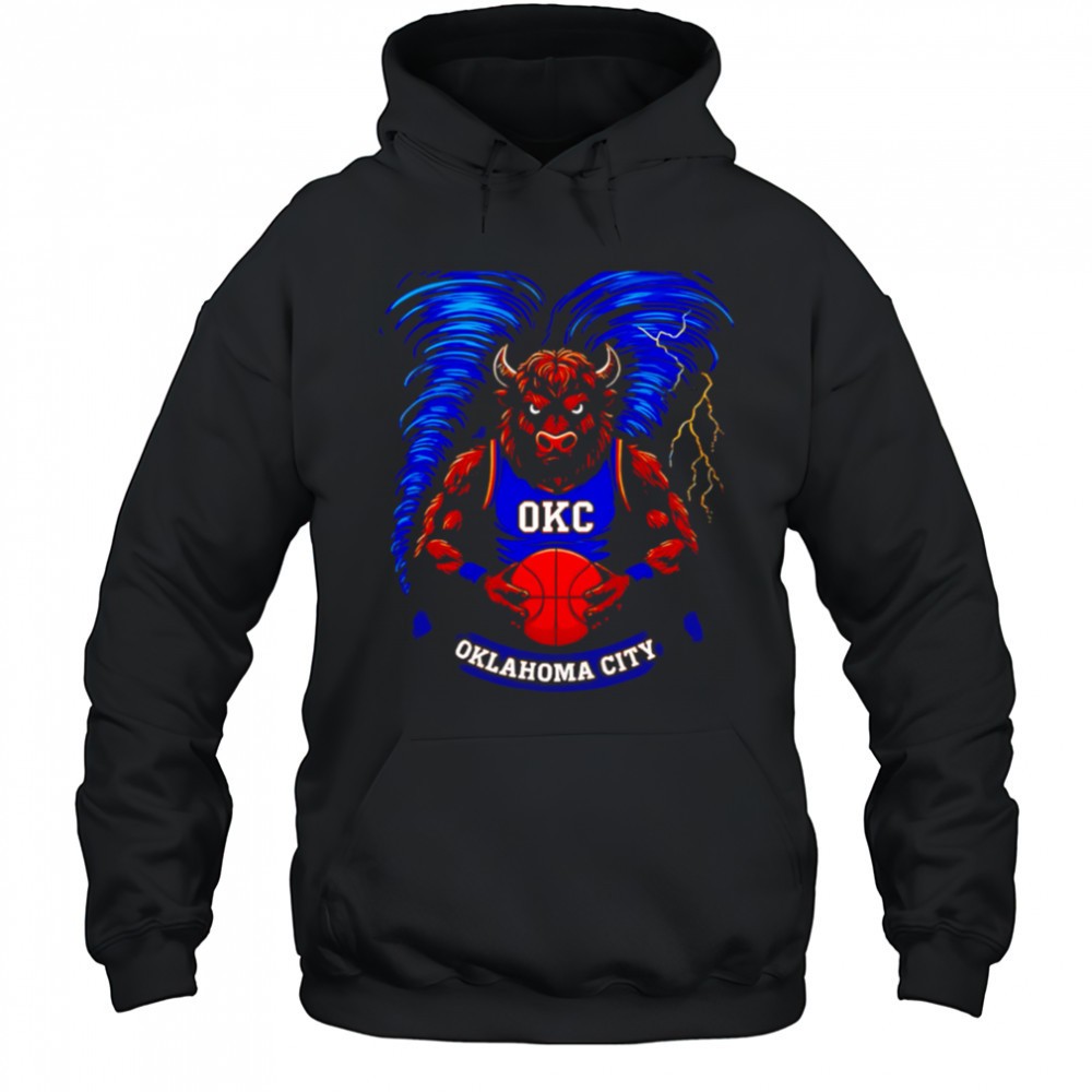 Okc Oklahoma city bull mascot blue storm shirt