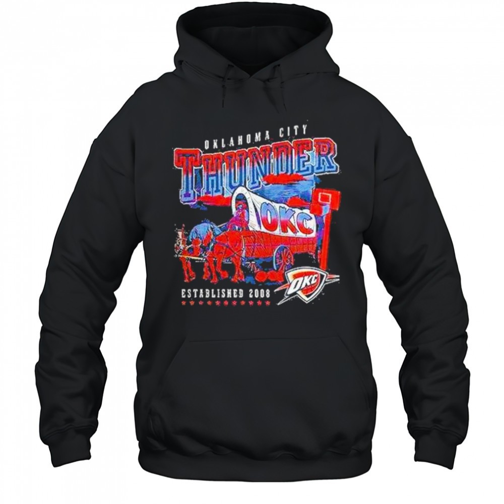 Oklahoma City Thunder Covered Wagon Western Basketball Style Shirt