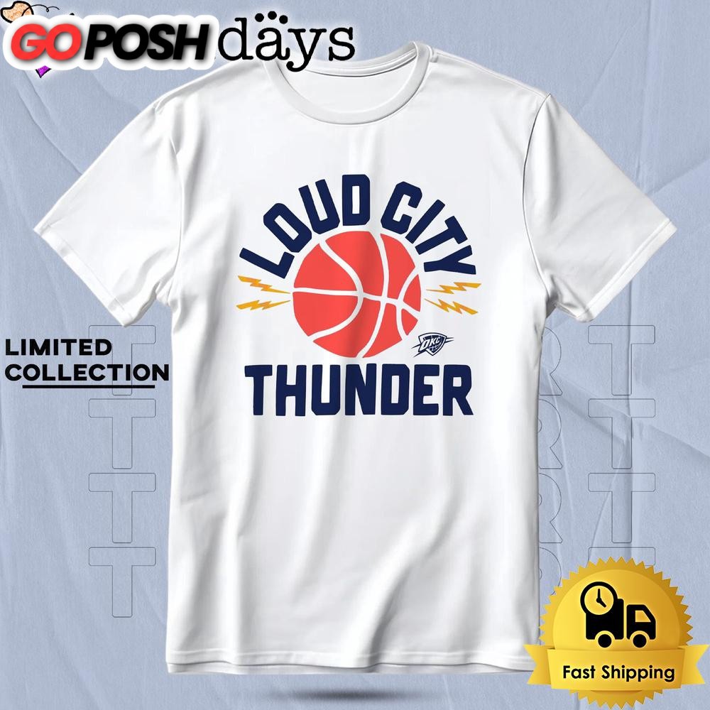 Oklahoma City Thunder Loud City Basketball Bolt Graphic T Shirt