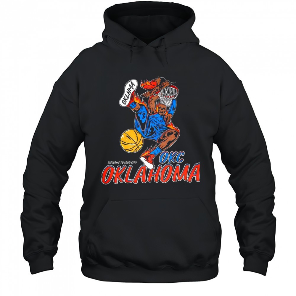 Oklahoma City Thunder NBA welcome to Oklahoma skeleton dunk shirt