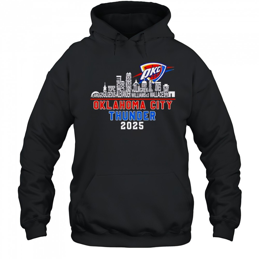 Oklahoma City Thunder Skyline Name 2025 Western Conference Champions T-Shirt