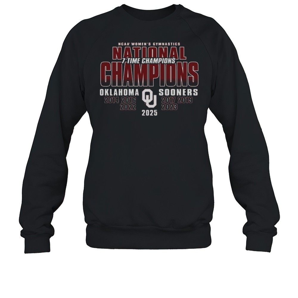 Oklahoma Sooners 2025 NCAA Womens Gymnastics National Champions 7 Time Champions 2014 2025 Logo T-shirt