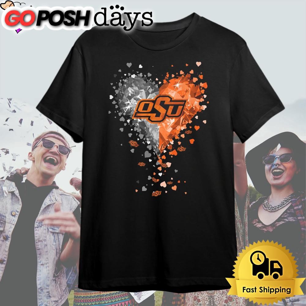 Oklahoma State Cowboys Crystal Heart T Shirt