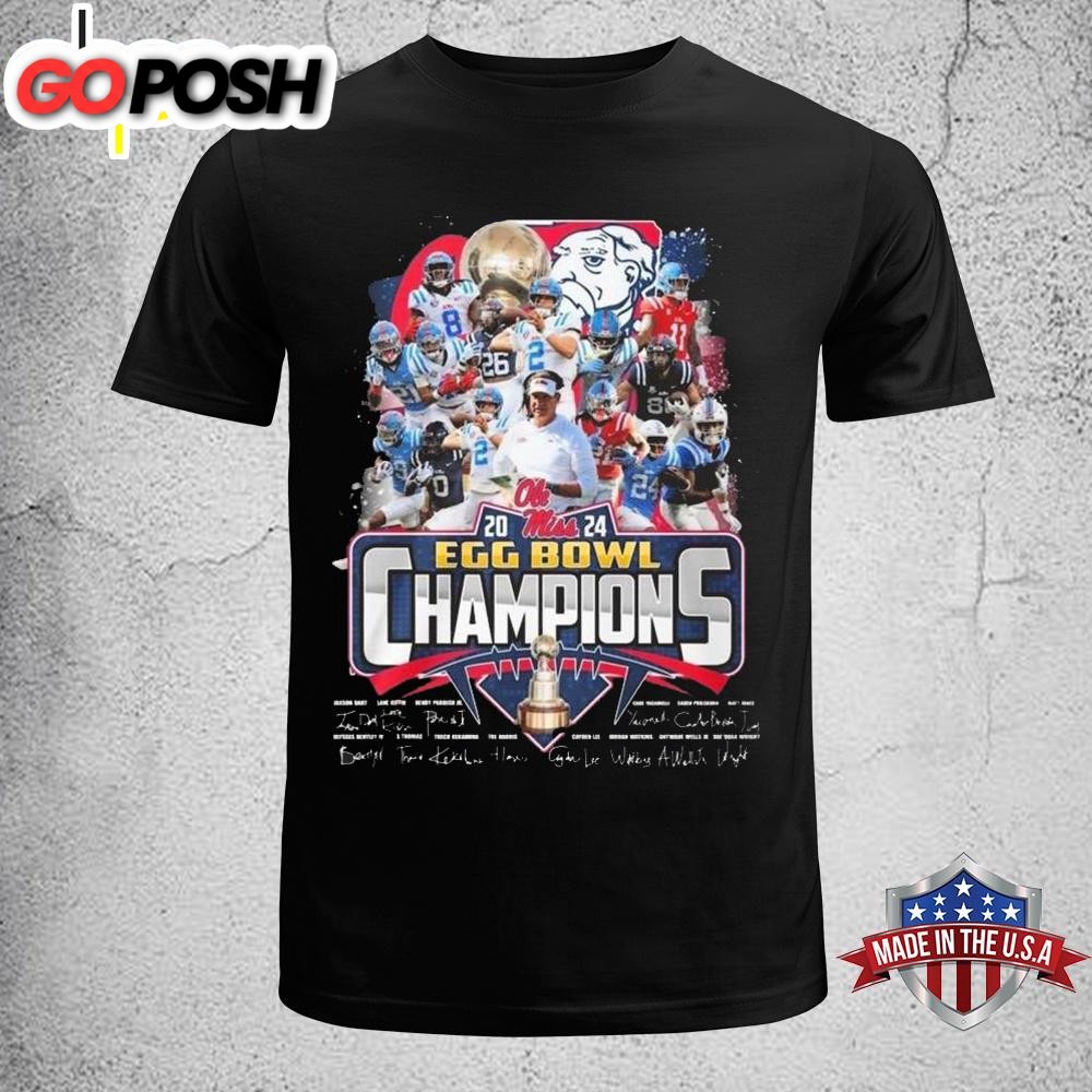 Ole Miss Rebels 2024 Egg Bowl Champions Signatures Unisex T-Shirt