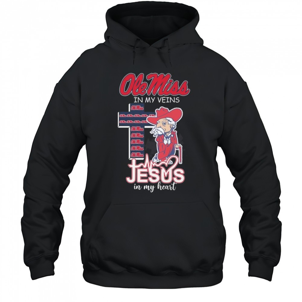 Ole Miss Rebels In My Veins Jesus In My Heart Mascot 2025 Shirt