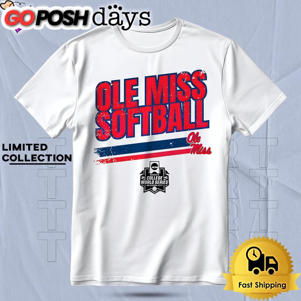 Ole Miss Softball Womens College World Series 2025 Striped Team Logo T Shirt
