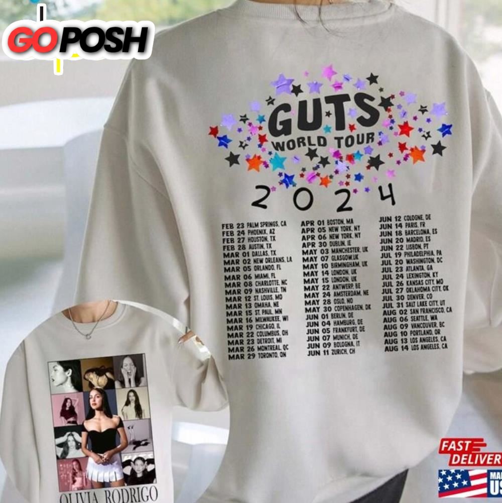 Olivia Guts Tour 2024 Shirt Rodrigo Track List Aesthetic Merch T-Shirt