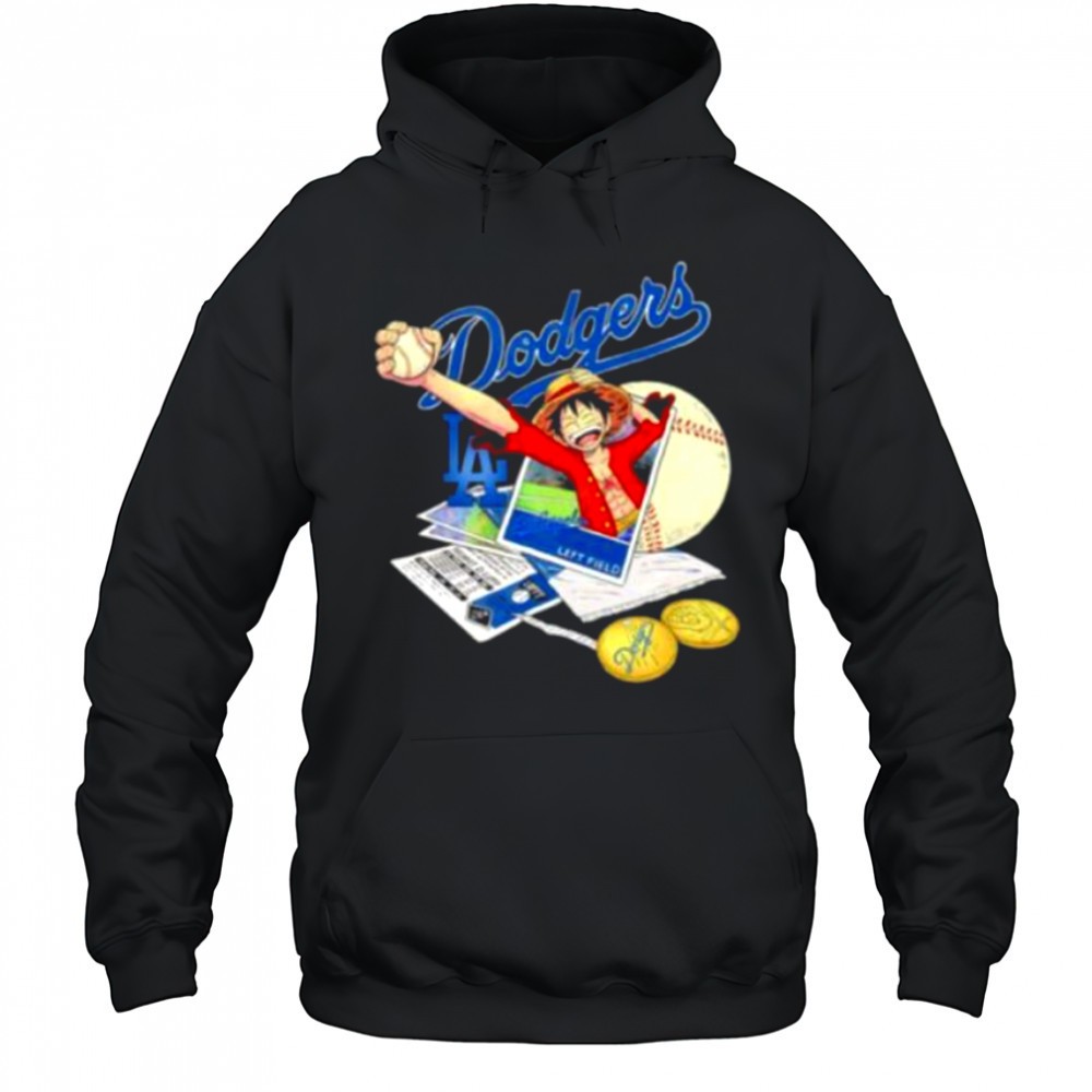 One Piece Monkey D. Luffy X Los Angeles Dodgers left field shirt