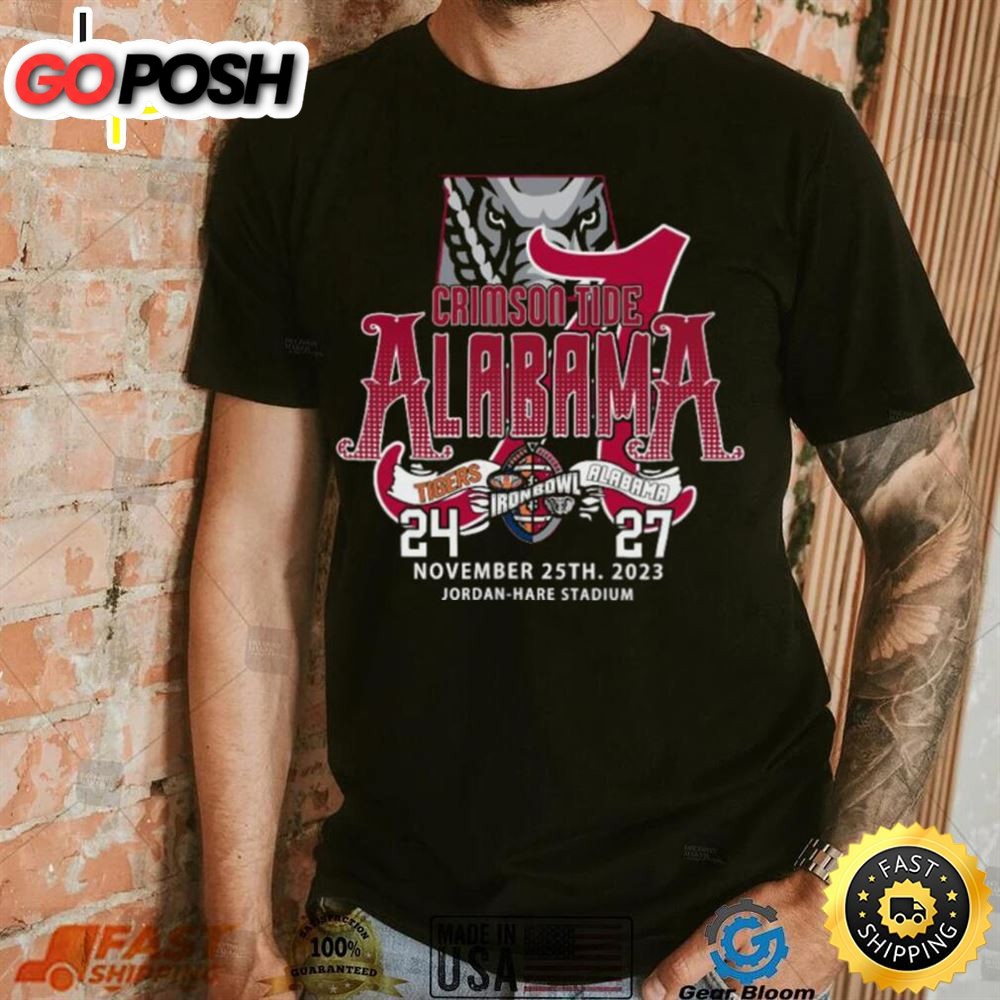 Original Alabama Crimson Tide Win 27 24 Auburn Tigers 2025 Iron Bowl Champions Final Score T Shirt