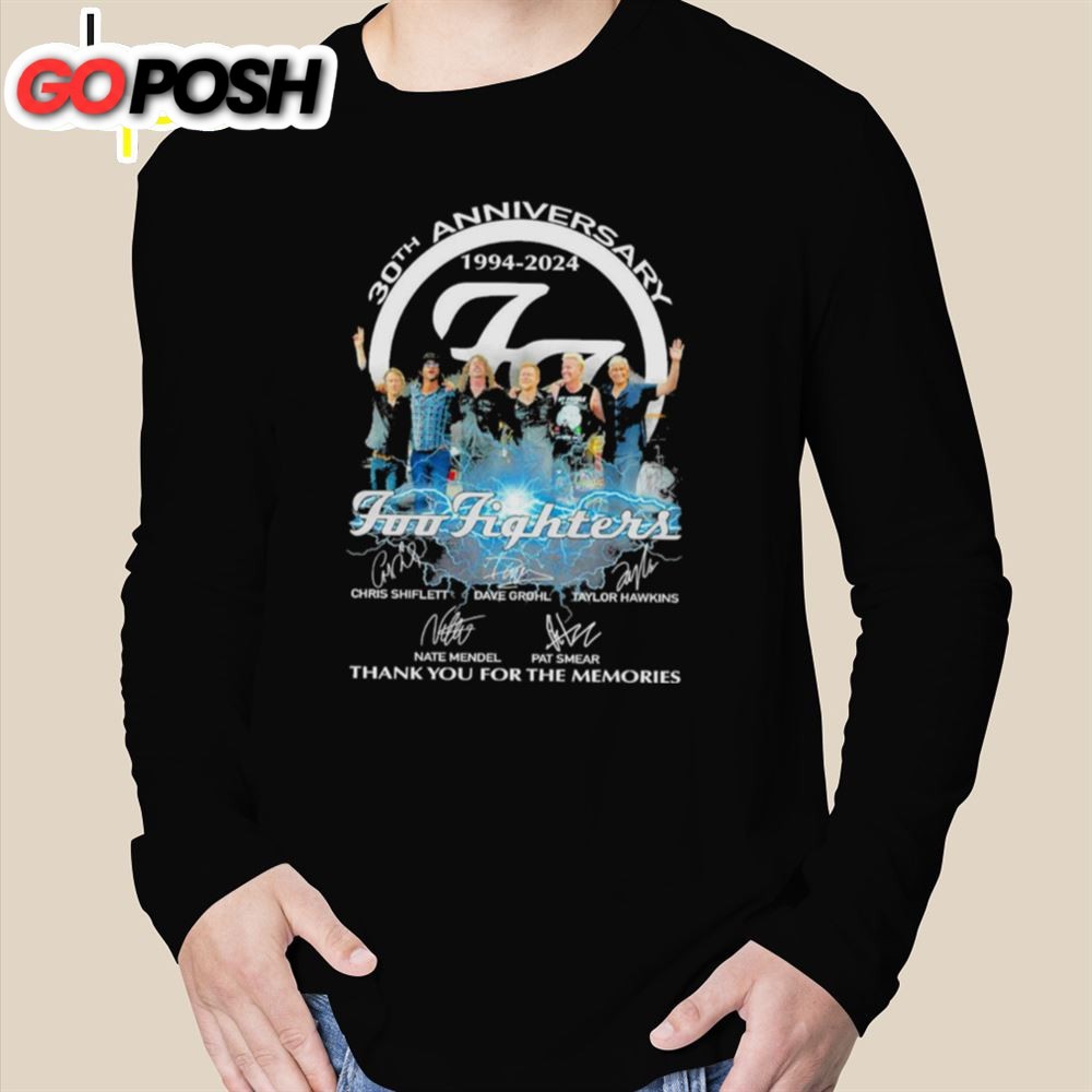 Original Foo Fighters Band 30th Anniversary 1994 2025 Thank You For The Memories Signatures Shirt