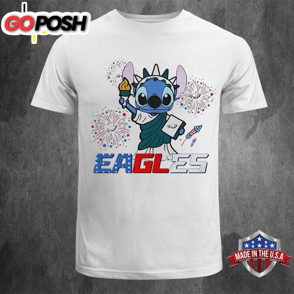 Original NFL Philadelphia Eagles Stitch Independence 4th Of July 2025 Shirt