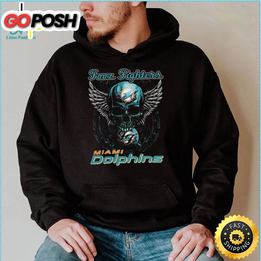 Original Skull Wings Fooz Fighters Miami Dolphins T Shirt