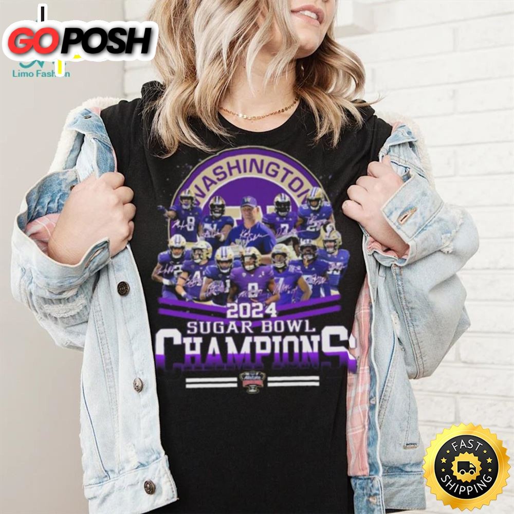 Original Washington Huskies Players 2025 Sugar Bowl Champions Signatures Shirt