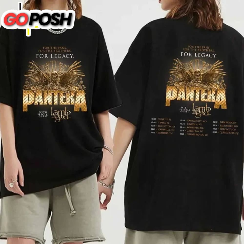 Pantera 2024 Tour With Lamp Of God Black T-Shirt Gift Fans Music All Size T-Shirt