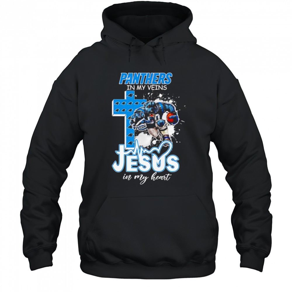 Panthers in my veins Jesus in my heart mascot shirt