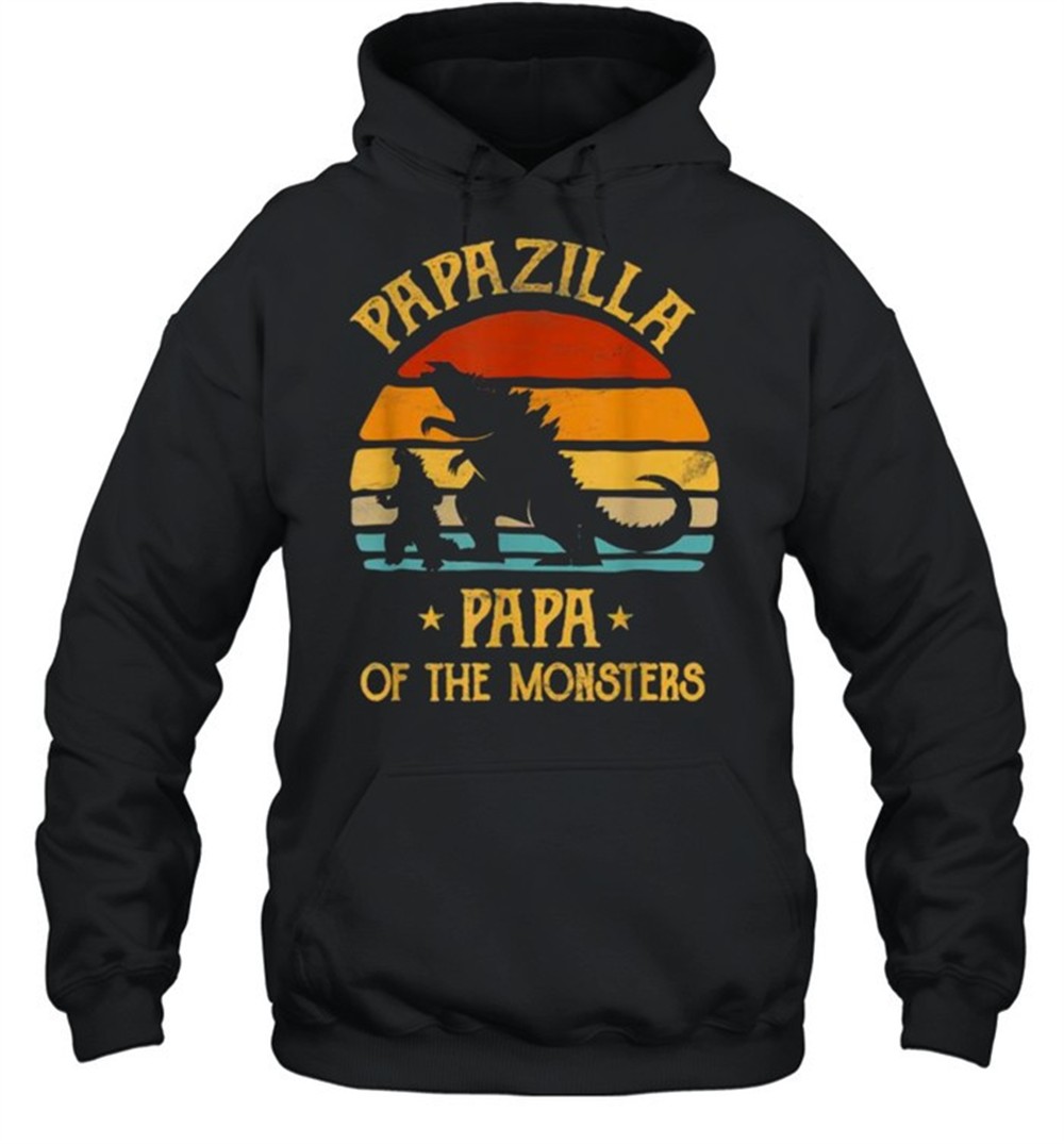 Papazilla Papa Of Monsters Grandpa Halloween Christmas Vintage T-Shirt