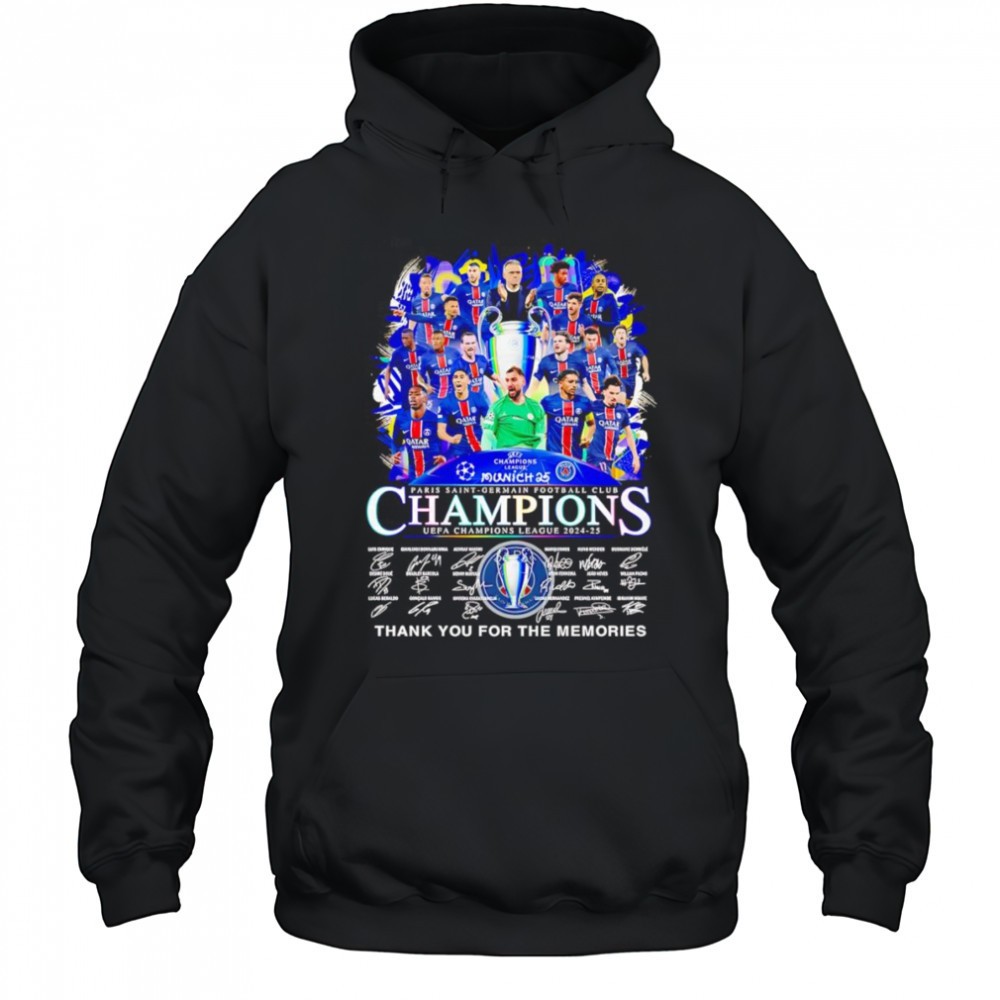 Paris Saint-Germain FC Champions UEFA Champions League thank you for the memories shirt