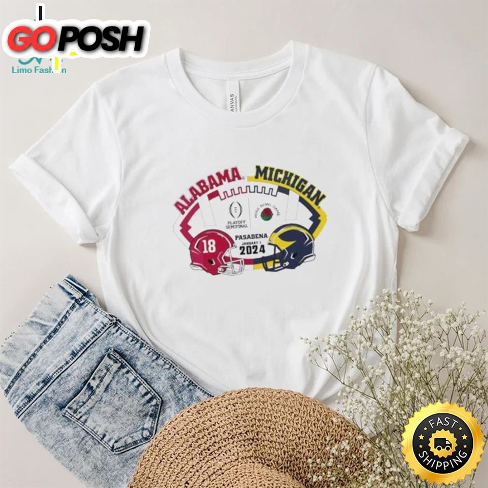 Pasadena Rose Bowl Game 2025 Playoff Semifinal Michigan Wolverines Vs Alabama Crimson Tide Shirt