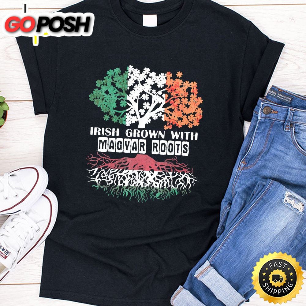 Patrick Day Irish Ireland Root Magyar Hungary Flag T-Shirt