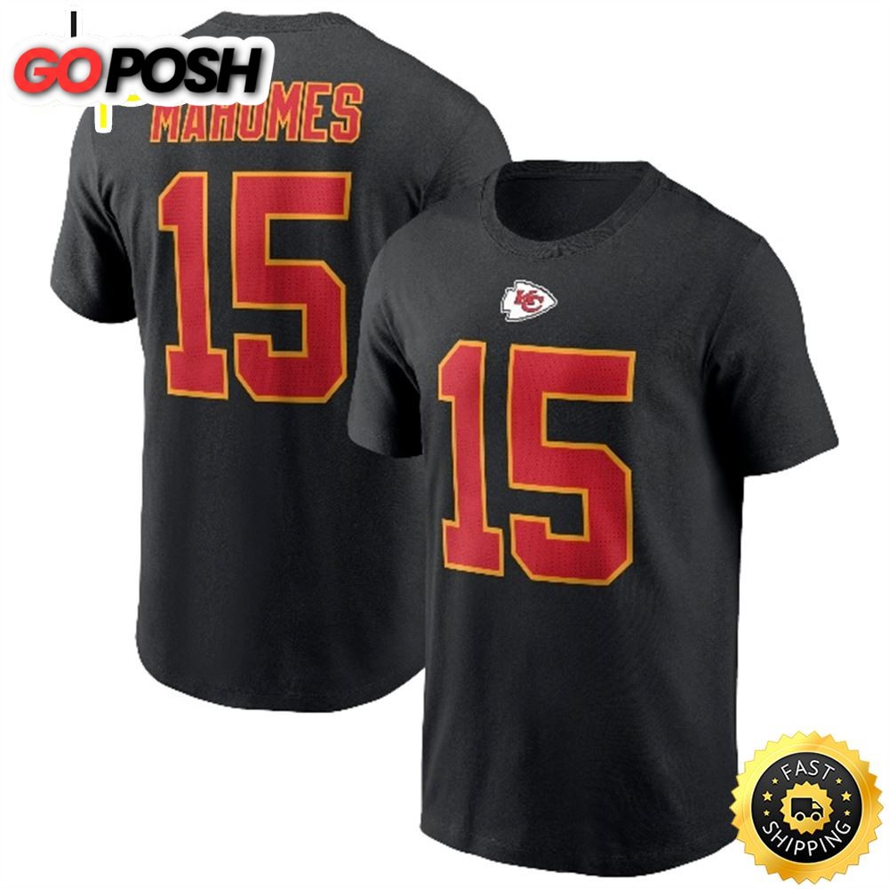 Patrick Mahomes Kansas City Chiefs Name & Number Black T-shirt
