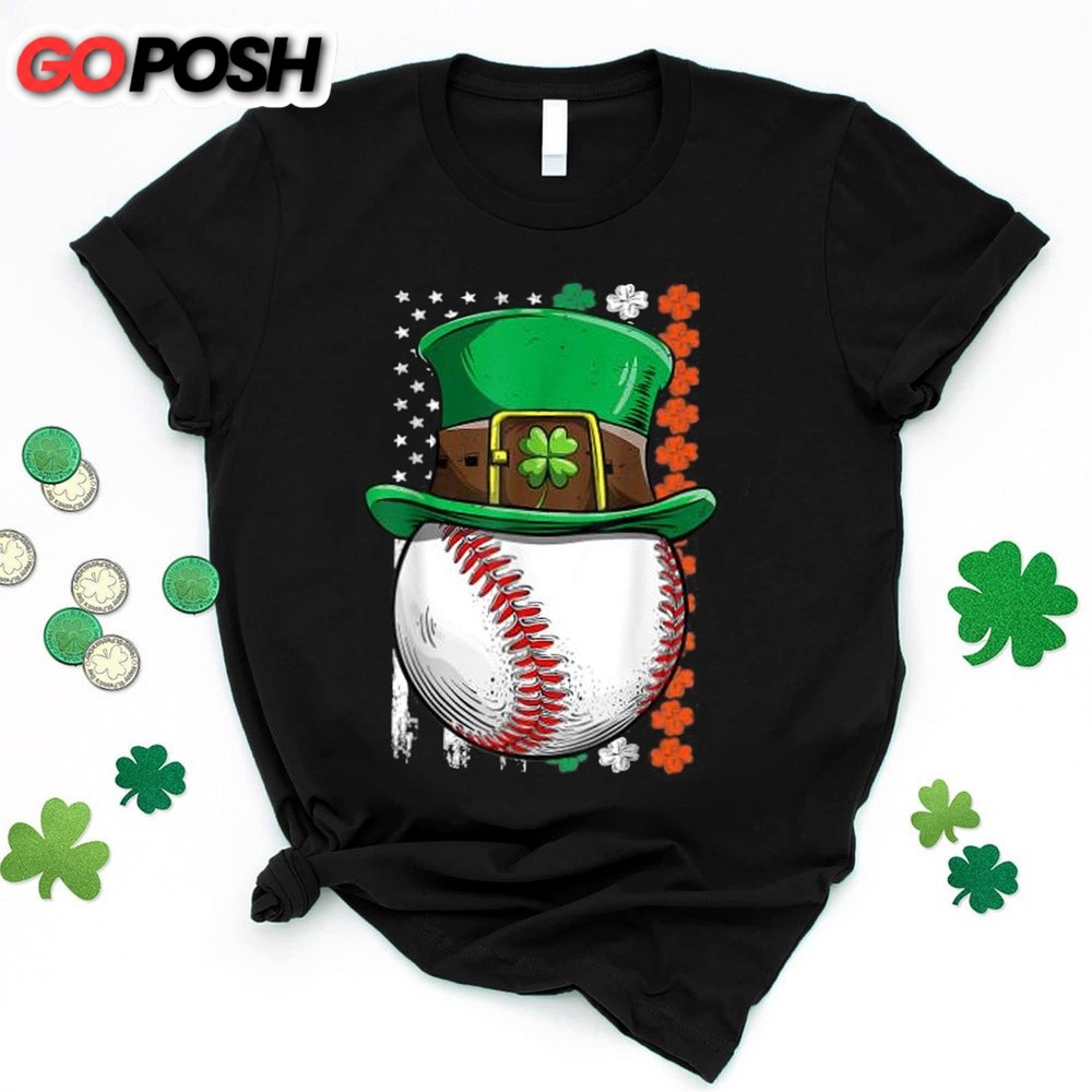 Patrick’s Day T-Shirt, Baseball St Patricks Day American Flag T-Shirt, Baseball Game Day Shirt, Happy Saint Pattys Day Shirt