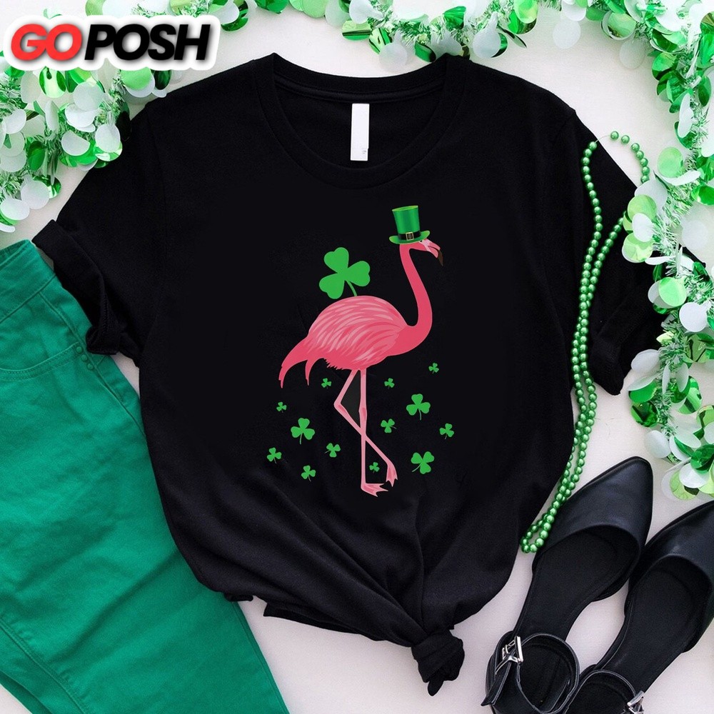 Patrick’s Day T-Shirt, Flamingo Shamrock Leprechaun T-Shirt, Happy St Patricks Day Shirt for Flamingo Lovers, Flamingo Lover Tee