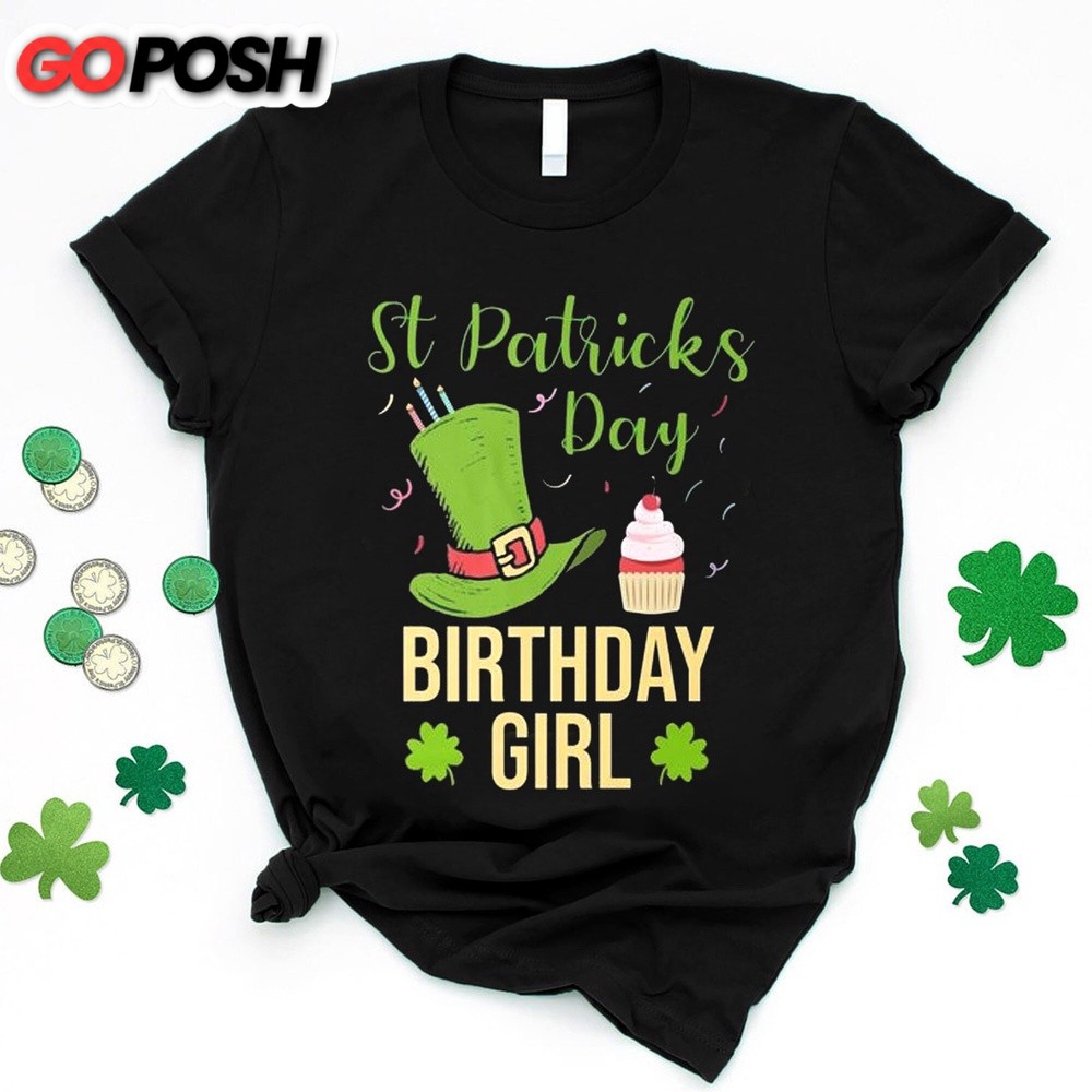 Patrick’s Day T-Shirt, Happy St Patrick’s Day Birthday Shirt, Birthday Girl T-shirt, Born On Lucky Day, Girls Birthday T-shirt