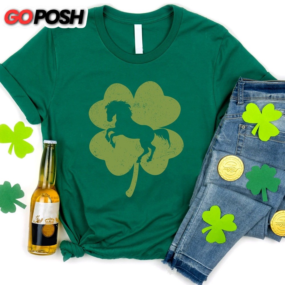 Patrick’s Day T-Shirt, Horse Shamrock St. Patrick’s Day Shirt, Horse Lovers T-Shirt, Horse Riding Tee, Horse Owner T-Shirt