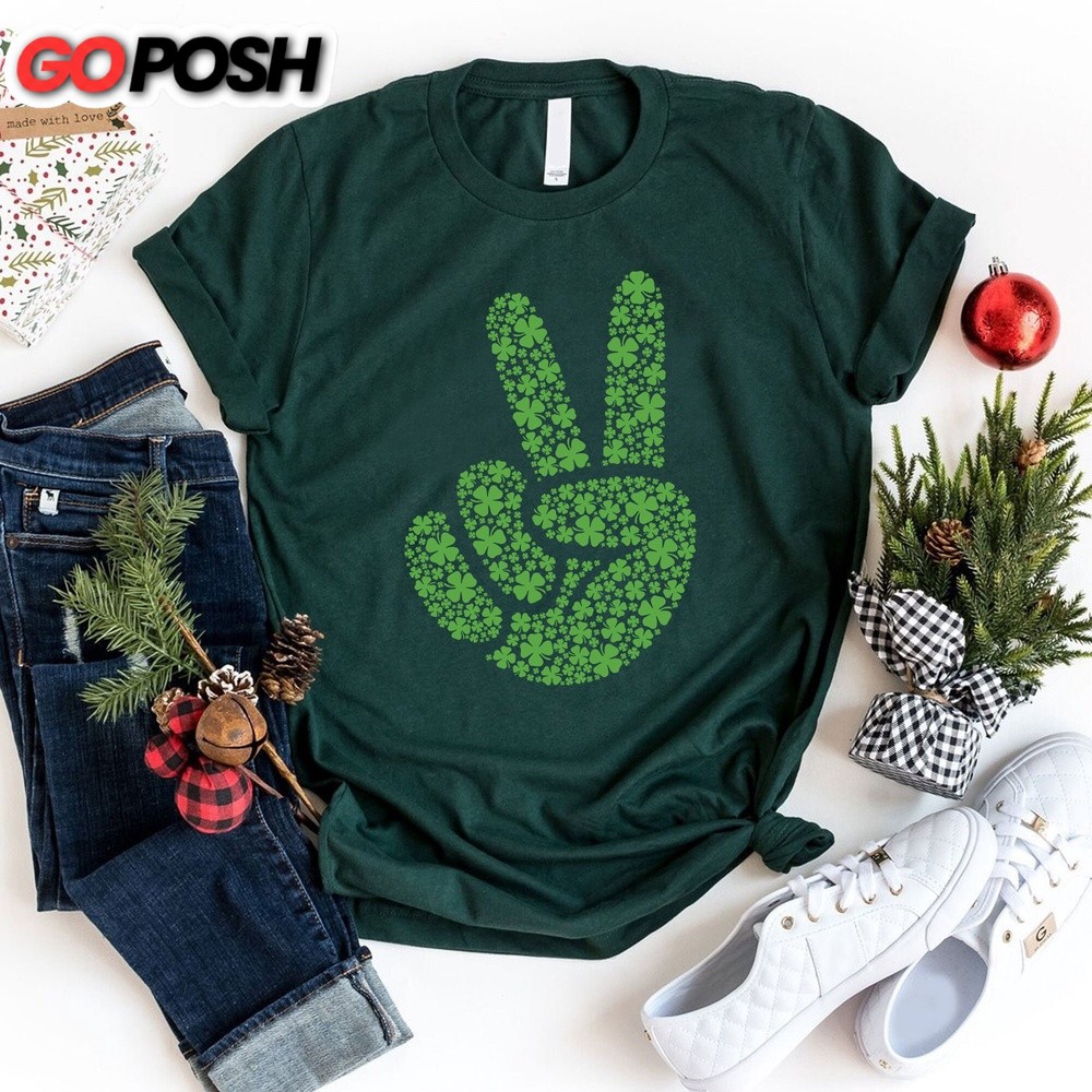 Patrick’s Day T-Shirt, Shamrock Peace Sign Shirt, Peace Hand Shirt, Irish Shirt, St Patrick’s Day Shirt, Clover Shirt, Peace Shirt, St Pattys Day Tee