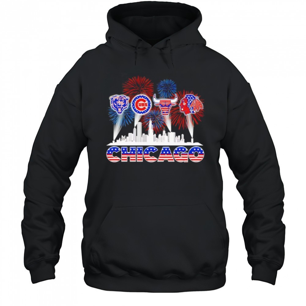 Patriotic skyline Chicago sports shirt