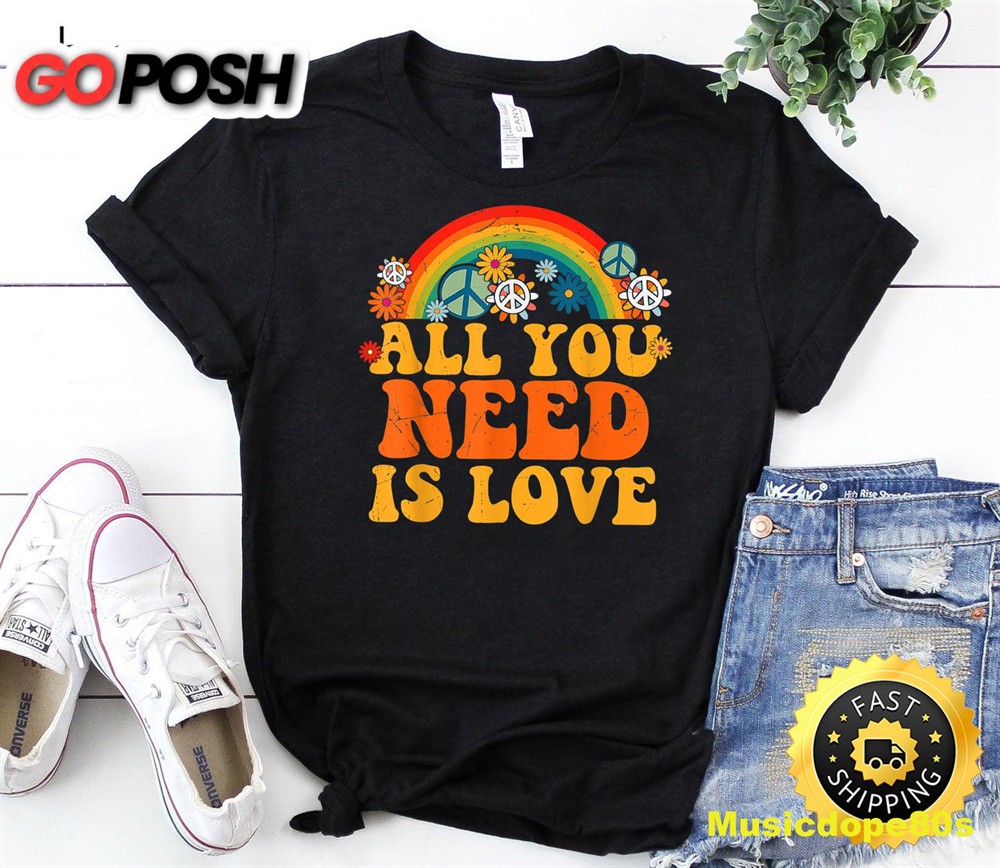 Peace Love 60s 70s Tie Dye Groovy Hippie Costume Halloween T-Shirt