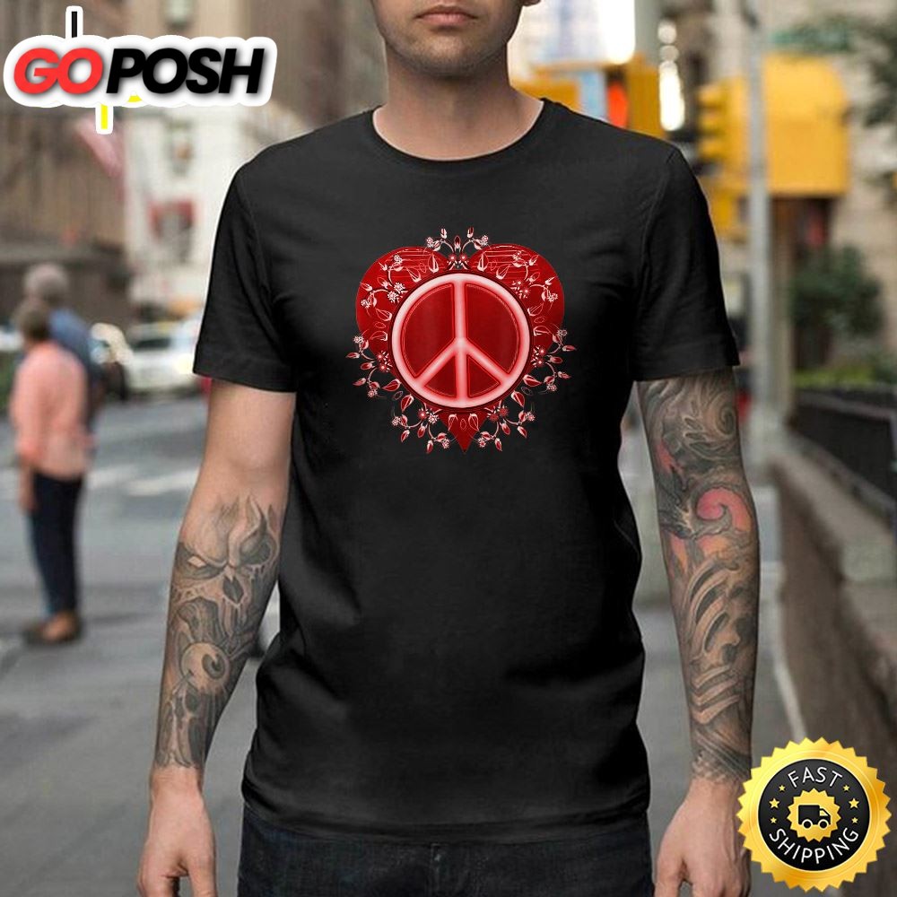Peace Sign Valentine Design For Women Happy Valentines Day Unisex T-shirt