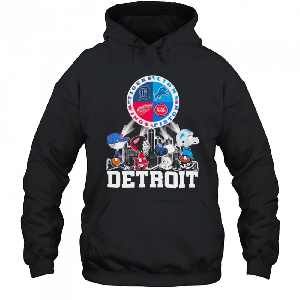 Peanuts Characters Detroit Sports Teams City Walking Official T Shirt