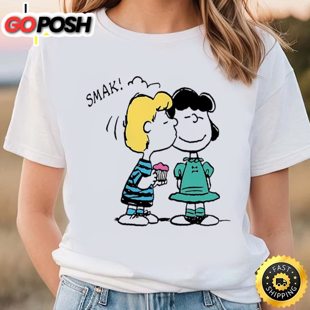 Peanuts Valentines Day Lucy And Schroeder Kiss Baby T-Shirt