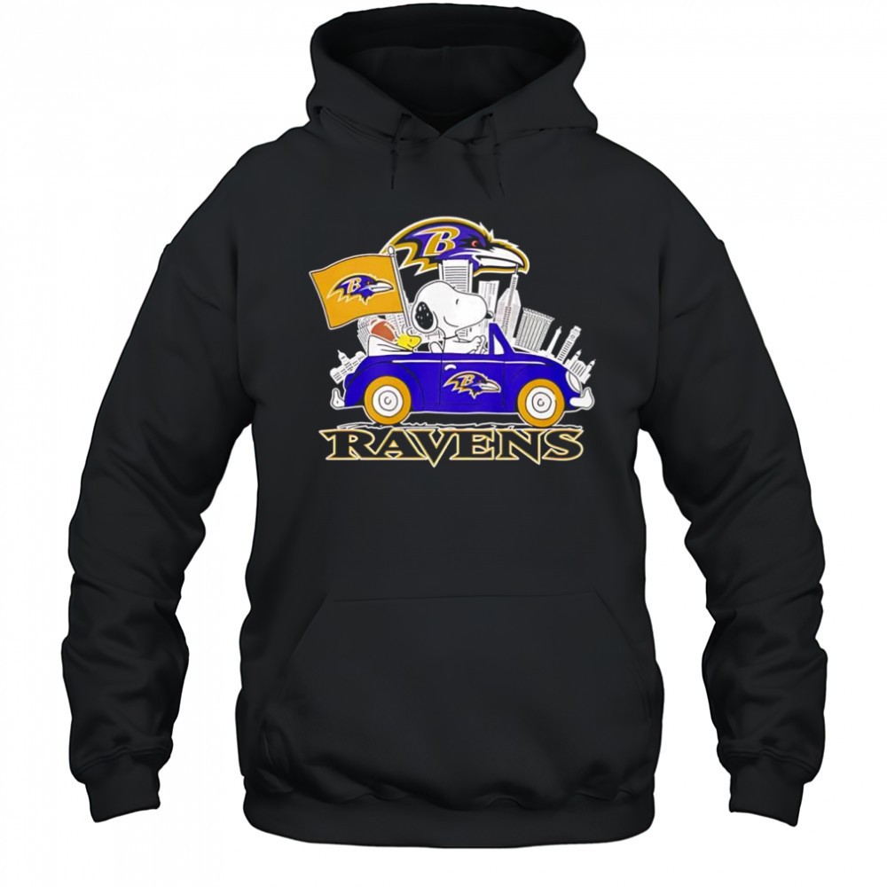 Peanuts x Baltimore Ravens Welcome To The Pound driving car shirt