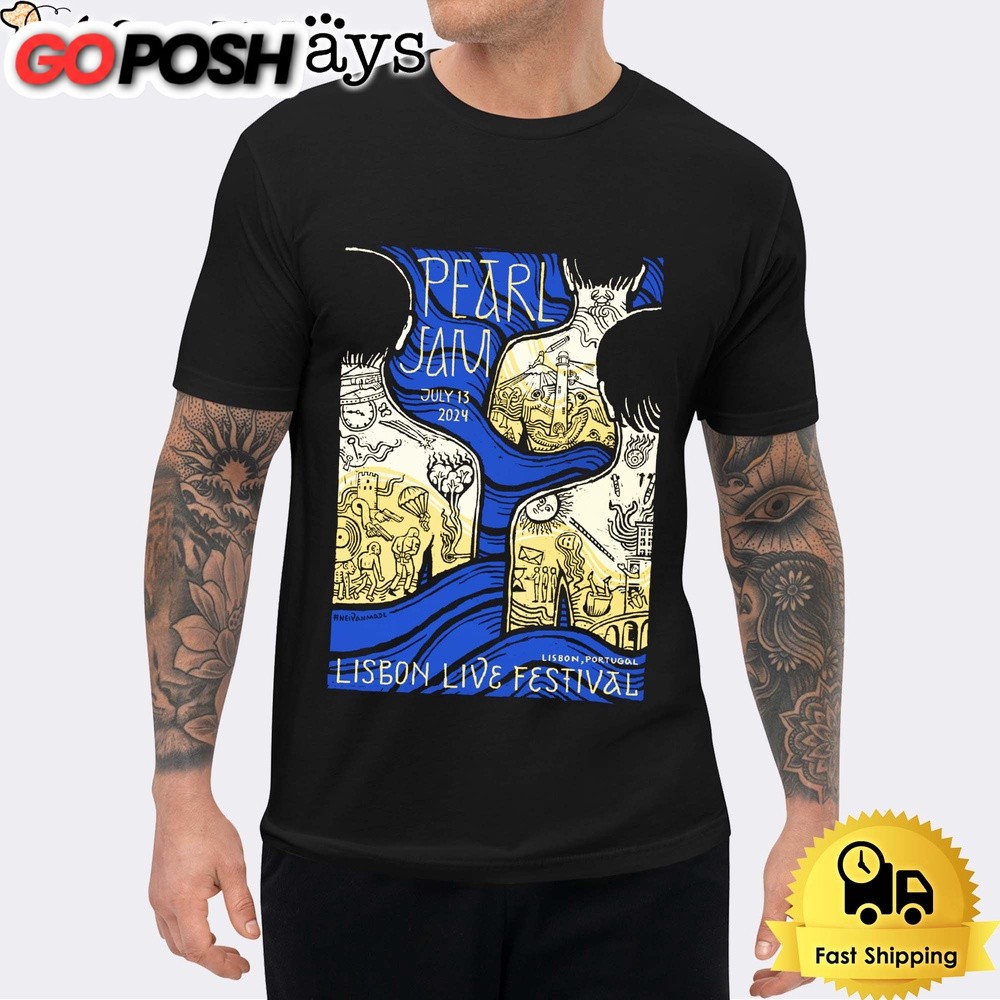 Pearl Jam Dark Matter World Tour At Lisbon Live Festival Portugal On July 13th 2024 Unisex T-Shirt