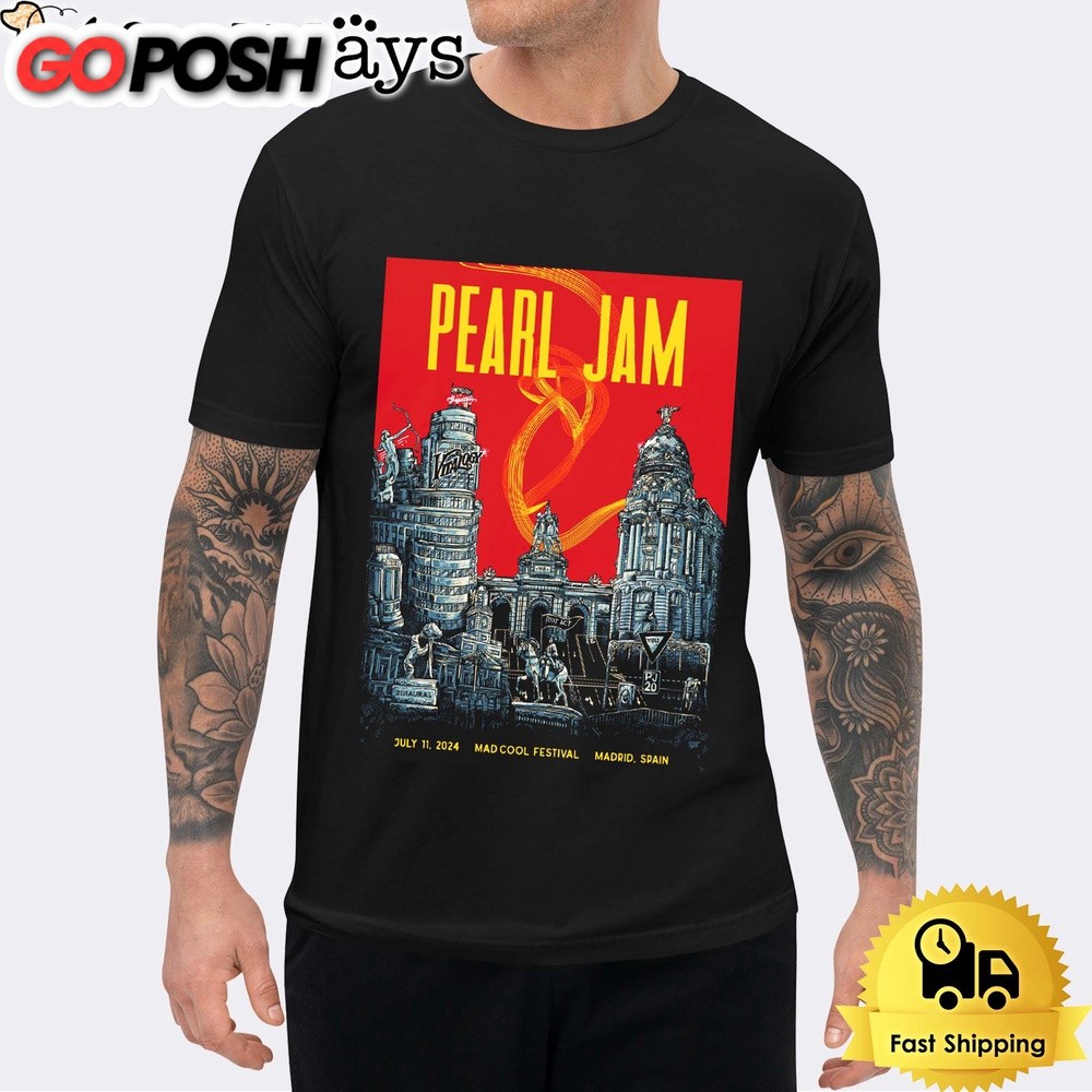 Pearl Jam Tour At Madcool Festival In Marrid Spain July 2024 Unisex T-Shirt