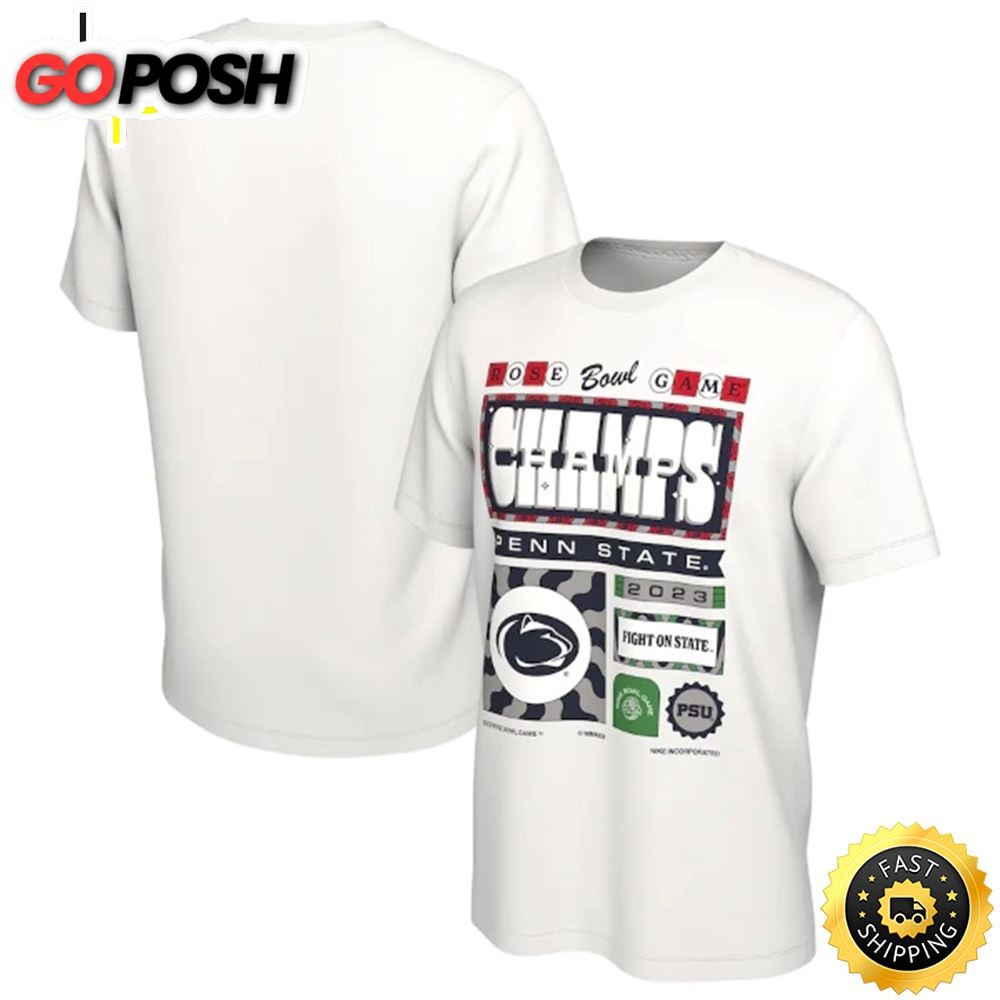 Penn State Nittany Lions 2025 Rose Bowl Champions Locker Room White T-shirt