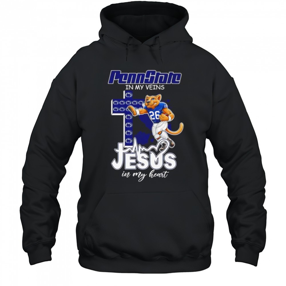 Penn State Nittany Lions in my veins Jesus in my heart mascot shirt
