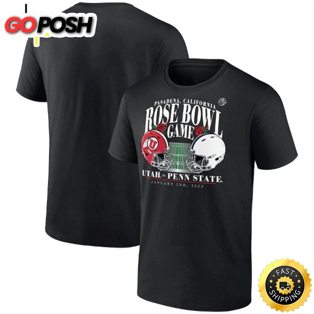 Penn State Nittany Lions vs. Utah Utes Branded 2025 Rose Bowl Matchup Old School Black T-shirt
