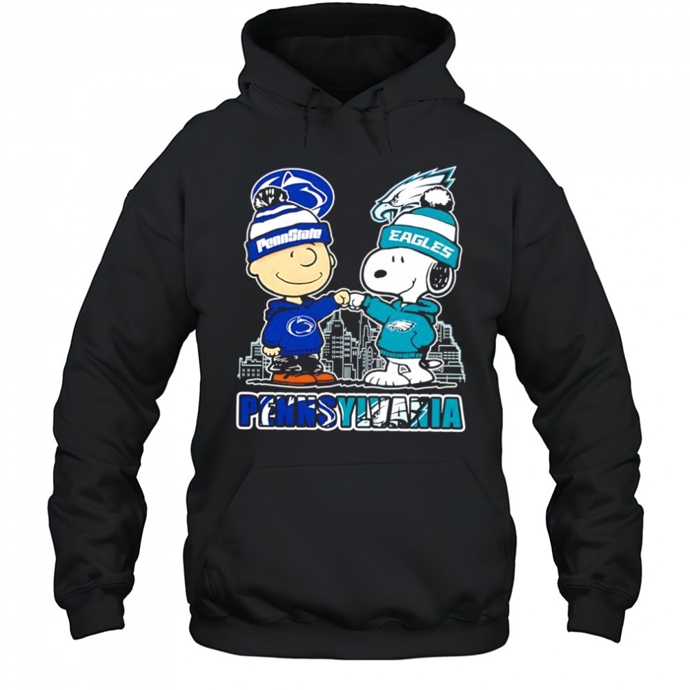 Pennsylvania Charlie Brown & Snoopy with Penn State & Philadelphia Eagles logo shirt