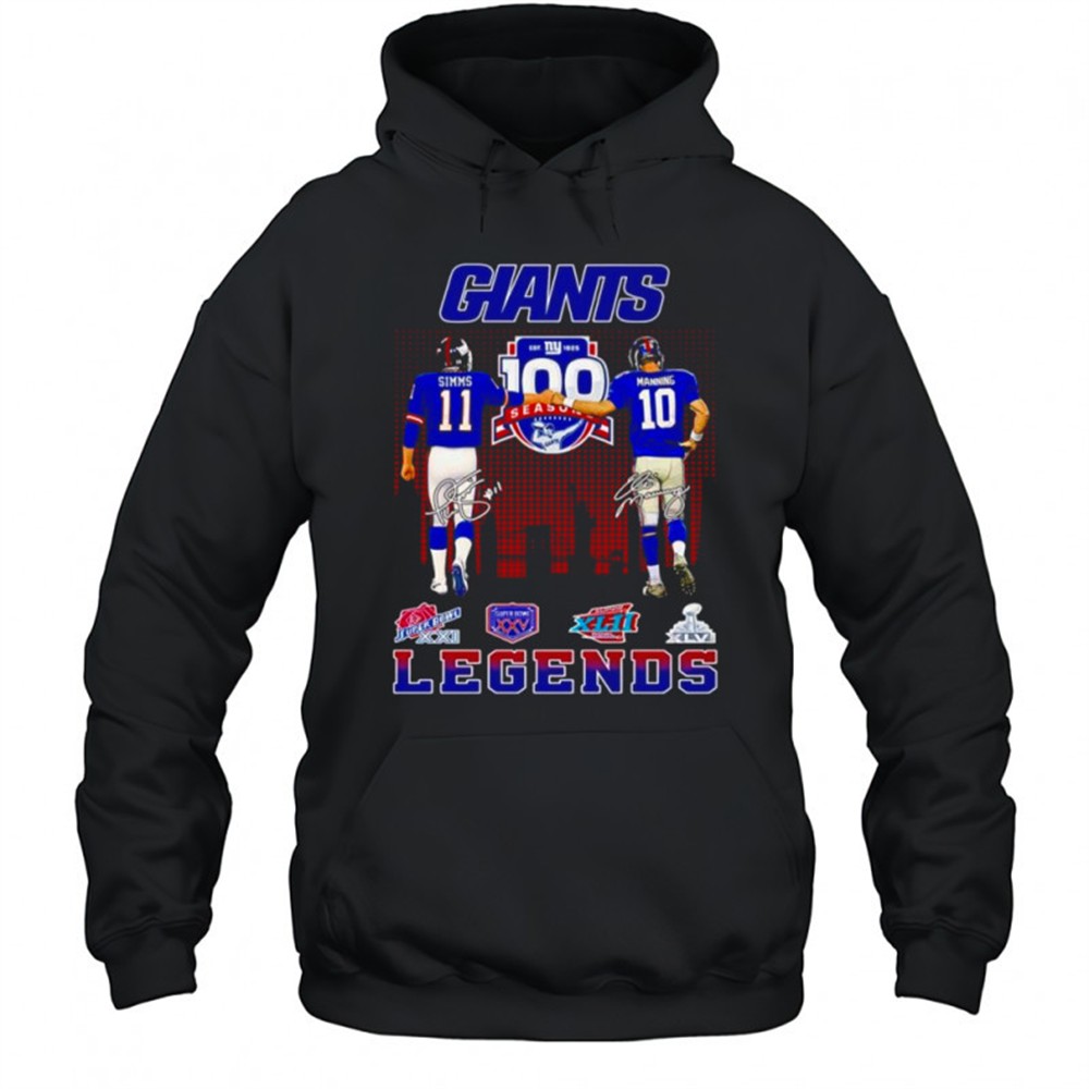 Phil Simms and Eli Manning New York Giants Legends signature shirt