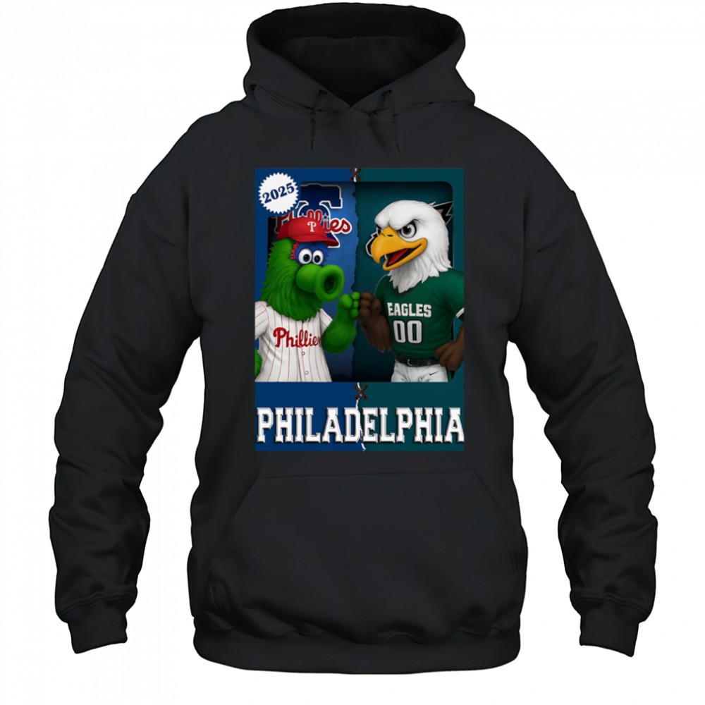 Philadelphia Eagles and Philadelphia Phillies mascot play card shirt