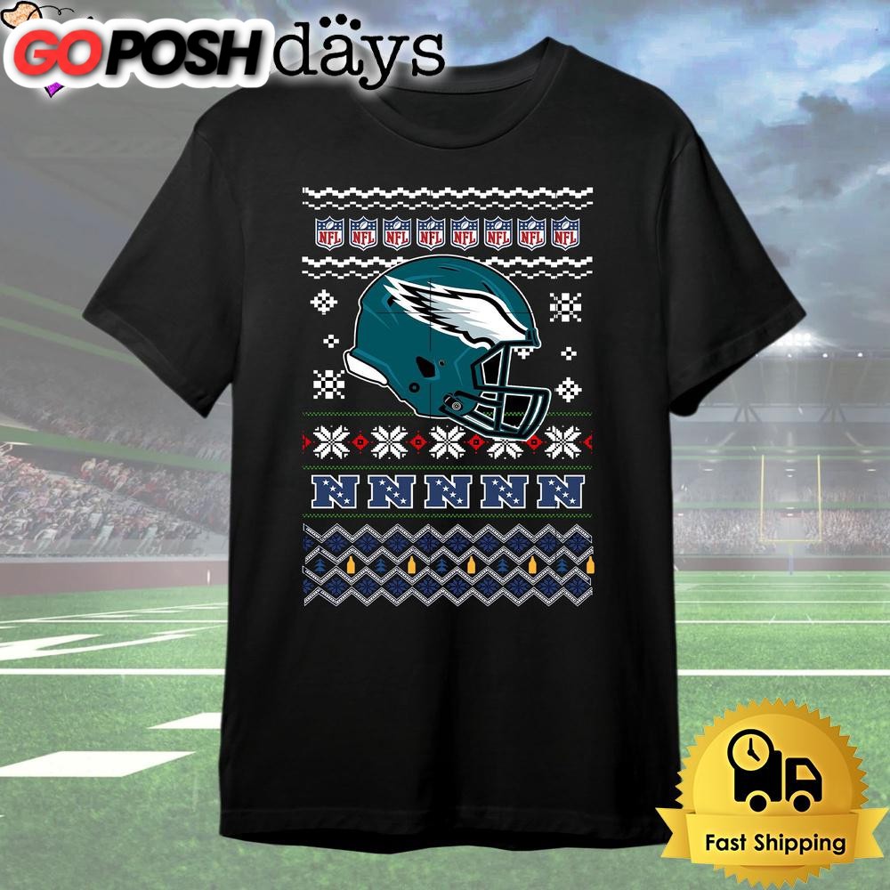 Philadelphia Eagles Helmet Team Christmas T Shirt