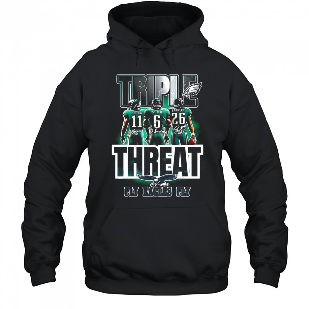 Philadelphia Eagles NFL 2025 Triple threat Fly Eagles Fly signature shirt