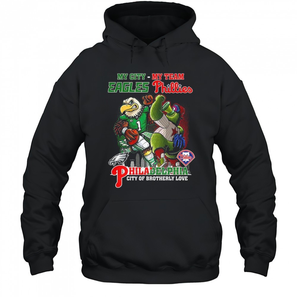 Philadelphia Eagles Phillies city of brotherly love mascot skyline sport lovers shirt