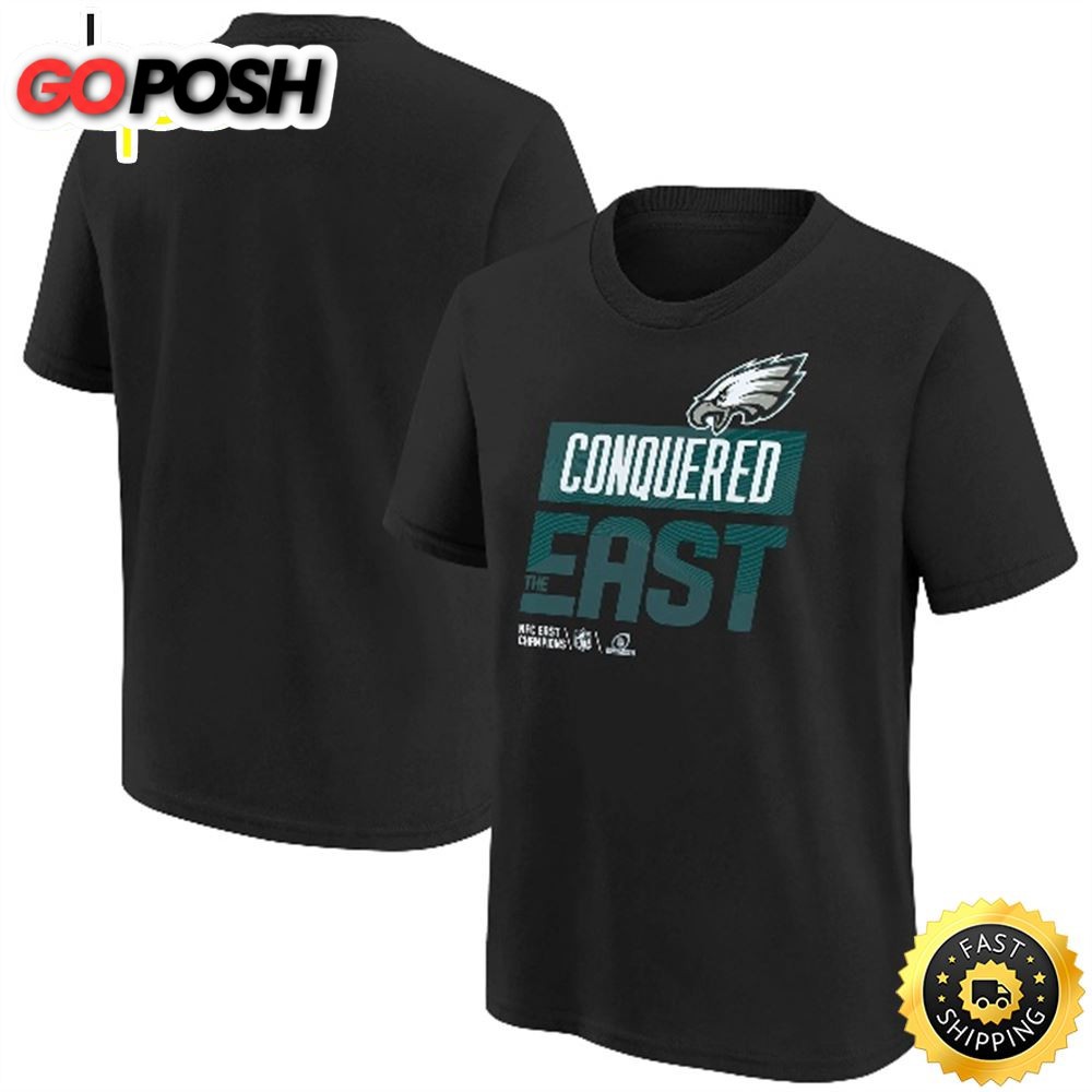 Philadelphia Eagles Youth 2025 NFC East Division Champions Locker Room Trophy Collection Black T-shirt