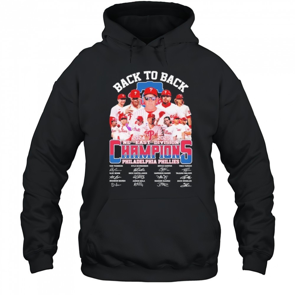 Philadelphia Phillies Back To Back NL East Division Champions 2024 2025 Signatures Players T-shirt