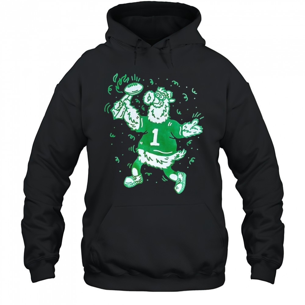 Philadelphia Phillies baseball Phllie Phanatic Super Bowl trophy Champs mascot shirt